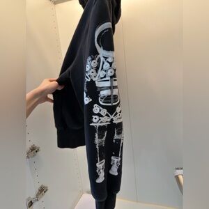 CHANEL Black Hoodie with Silver Zipper